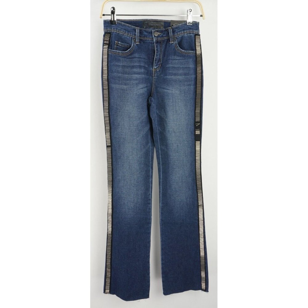 New Blue Revival Women's Size 25 x 32 Dark Blue Bootcut Denim Metal Accent Jeans